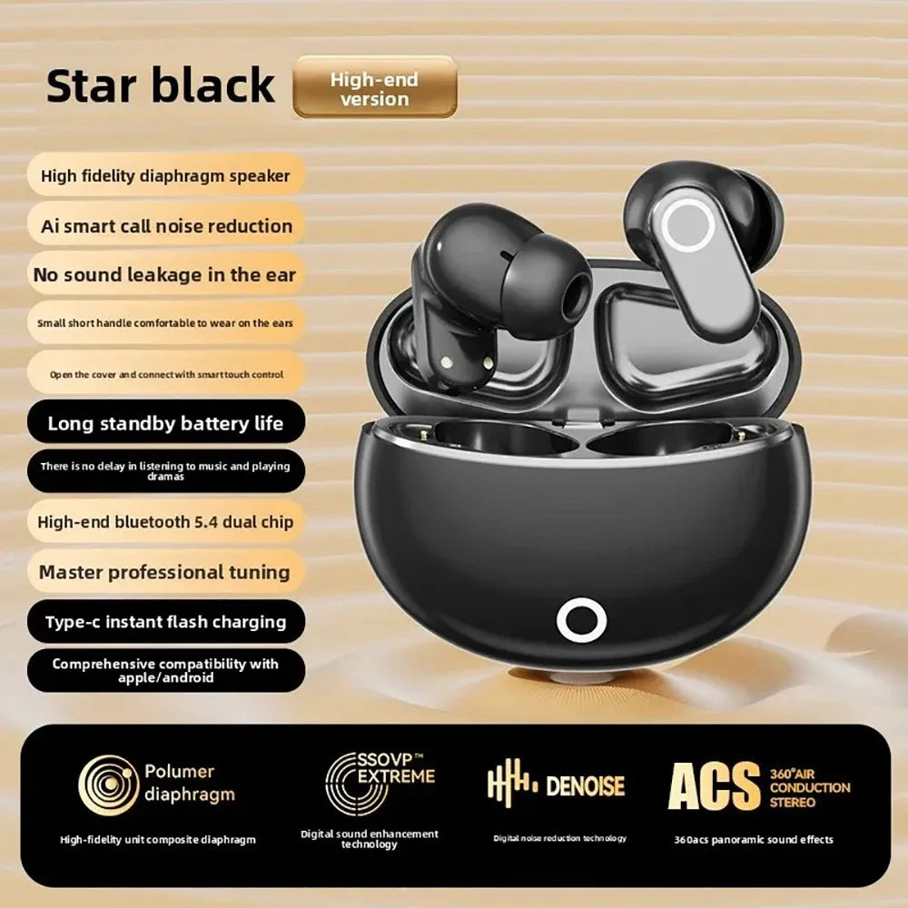 New In Ear Wireless Earphones Bluetooth 5.4 Headphones HiFi Stereo Sound Built-in Mic ENC Noise Reduction Headphone for iPhone