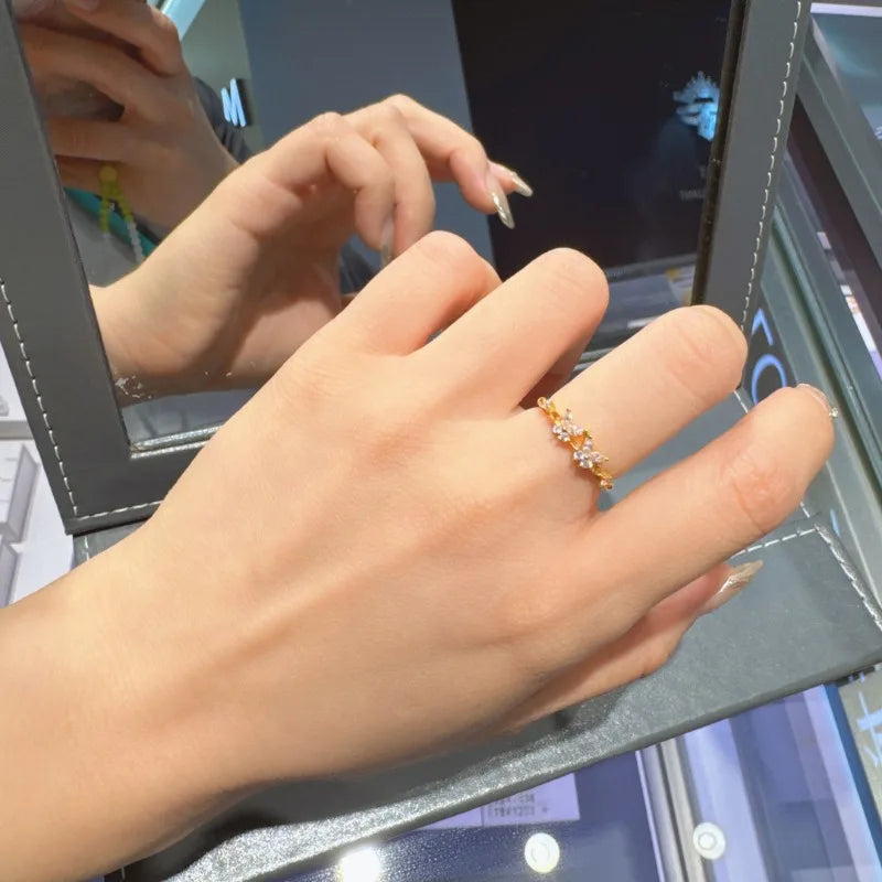 2025 Spring and Summer Mori Light Luxury Ring Niche Design Open Index Finger Ring Frozen Pink Butterfly Ring Butterfly Girl