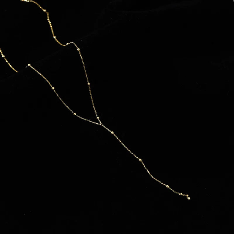 Stainless steel simple round beads long fringe necklace clavicle chain long geometric chain women's custom jewelry Choker neckla