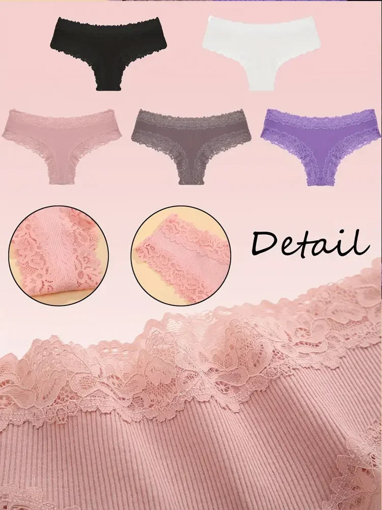 3Pcs/set Women Cotton Lace Panties Floral Intimate Underwear Trendy Patchwork Lace Briefs Female Soft Underpants Lingerie S-XL