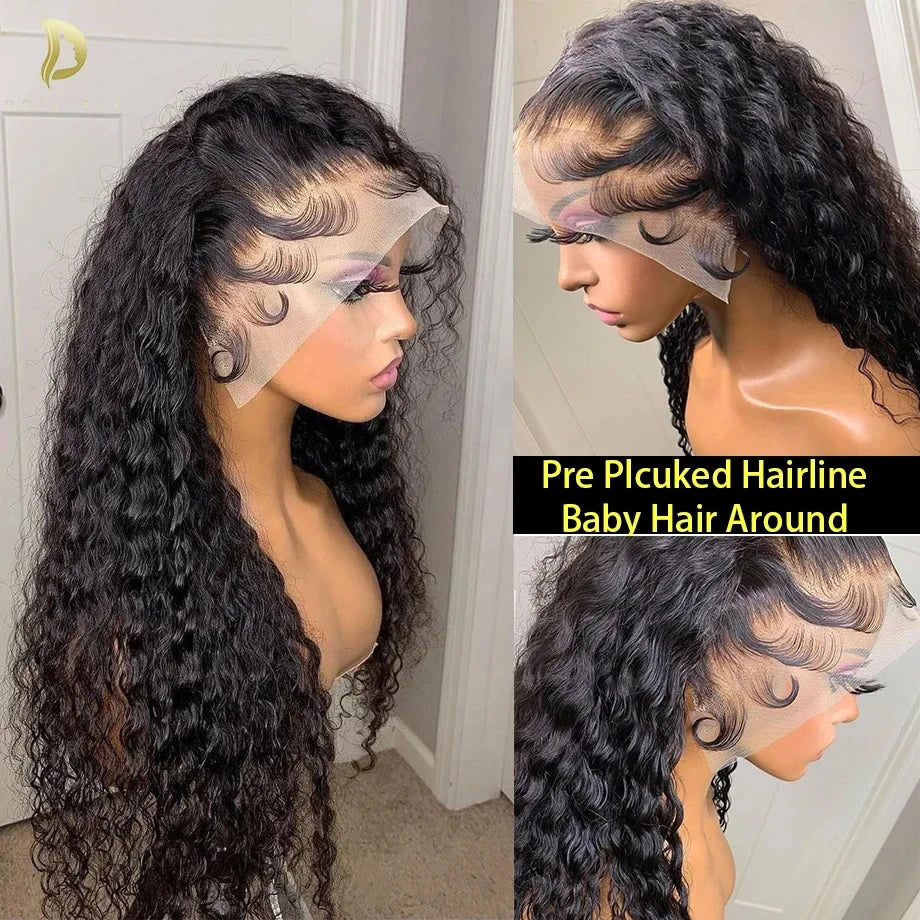 13x4 Hd Lace Frontal Wig 13x6 Curly Human Hair Wigs Water Wave Human Hair Wig 30 40 Inch Loose Deep Wave Brazilian Choice Black