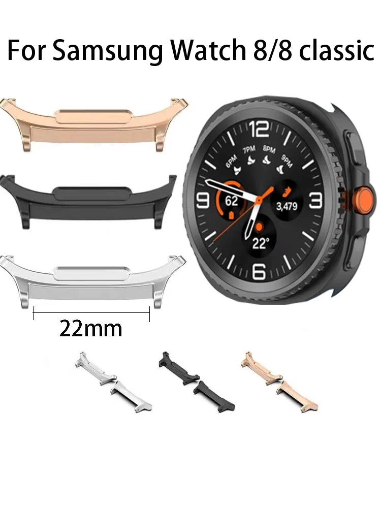 22mm WatchBand Connector for samsung Watch 8/8 classic 44mm 40mm Metal Stainless Steel Watch Strap Adapter Smart Accessories