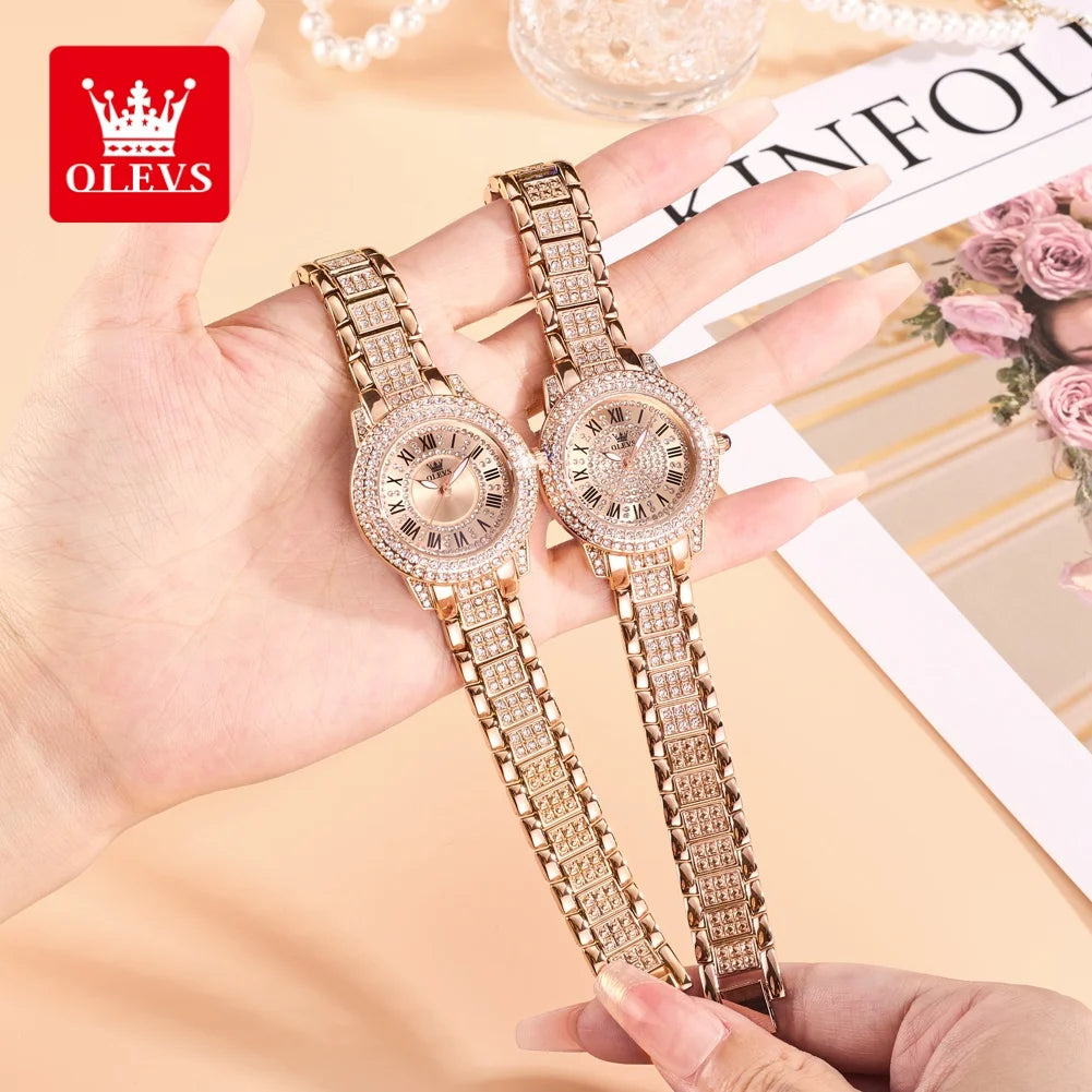 OLEVS Luxury Fashion ladies' watches Diamond dial waterproof diamond inlaid quartz watch for women beautiful trend dress watch