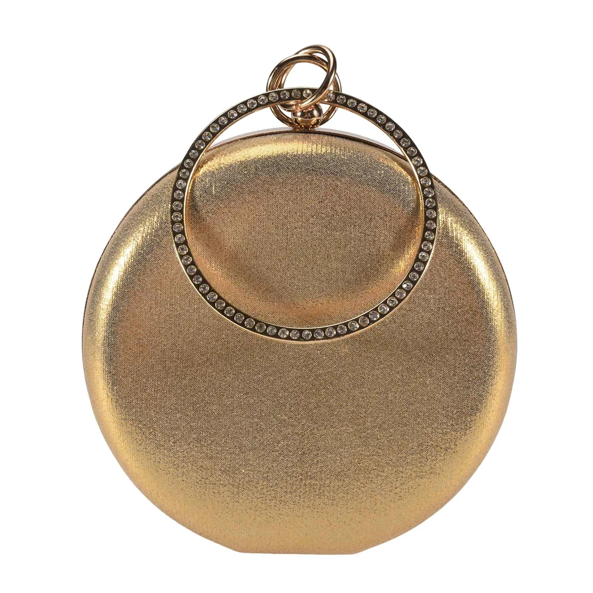 ABQR Round Shaped Women Evening Bags Diamonds Simple Clutches Chain Shoulder Bags Gold