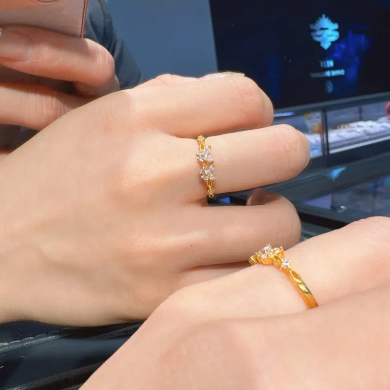 2025 Spring and Summer Mori Light Luxury Ring Niche Design Open Index Finger Ring Frozen Pink Butterfly Ring Butterfly Girl