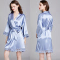 Romantic Christmas Gifts Women's Long - Sleeve Plus - Size Silk Ice Silk Homewear Dressing Gown & Bathrobe,  Morning Robes