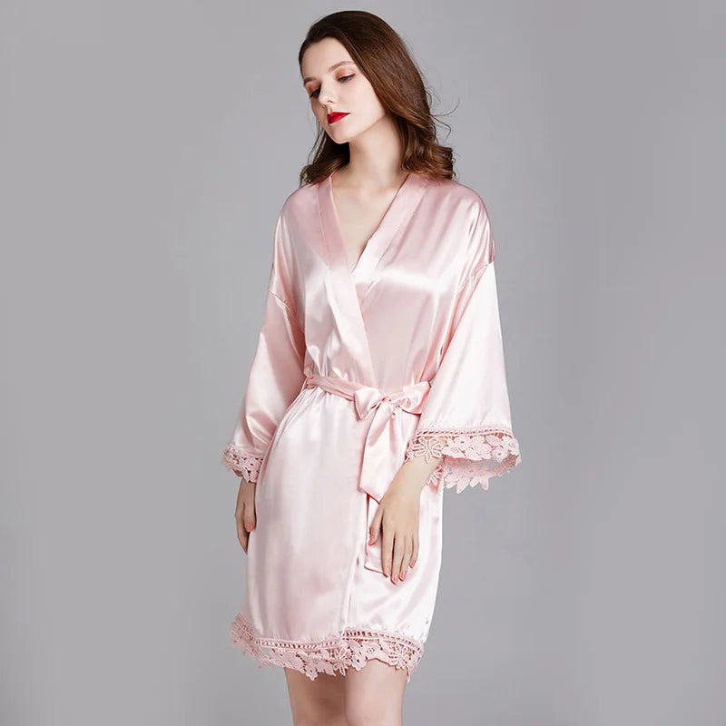 Romantic Christmas Gifts Women's Long - Sleeve Plus - Size Silk Ice Silk Homewear Dressing Gown & Bathrobe,  Morning Robes