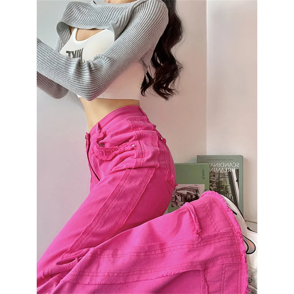 Woman Jeans High Waist Wide Leg Denim Streetwear Vintage Quality 2022 Straight Pants high street female  wide-legged jeans