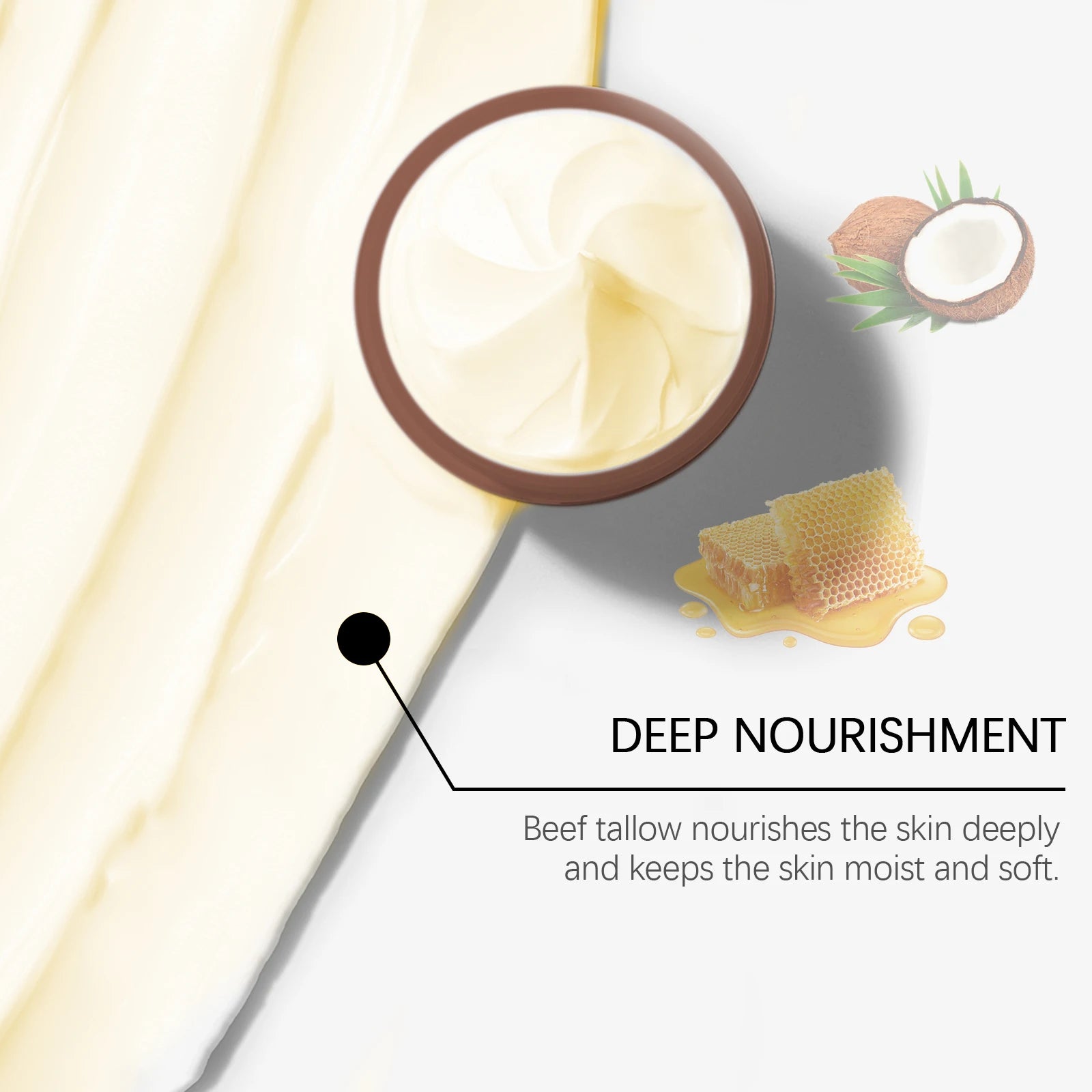 Beef Tallow Face Cream Lasting Moisturizing Soothing Facial Skin Firming Increase Facial Elasticity Nourishing Smooth Skin Care