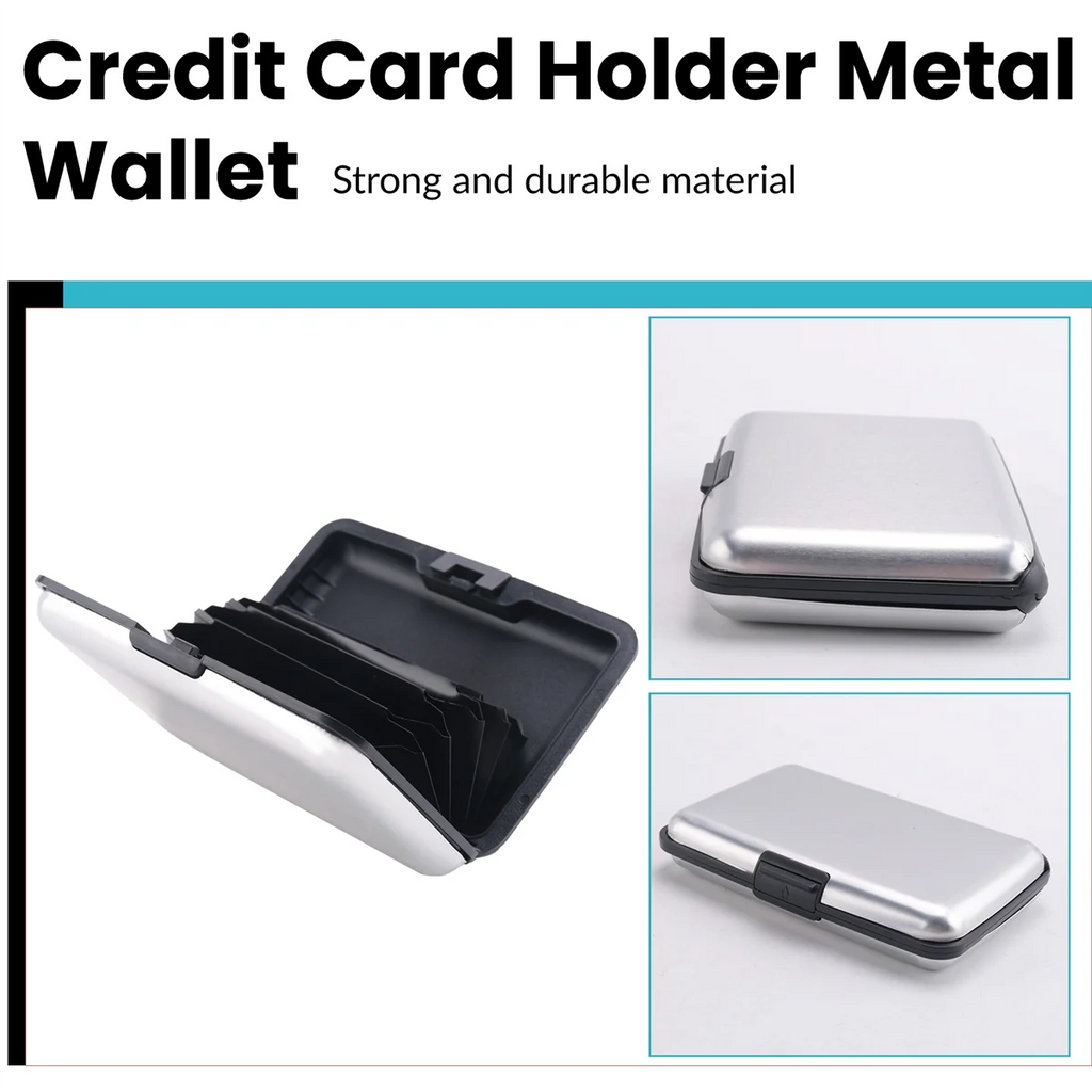 ABQR Aluminium Case Credit Card Holder Metal Wallet, One Size in Silver
