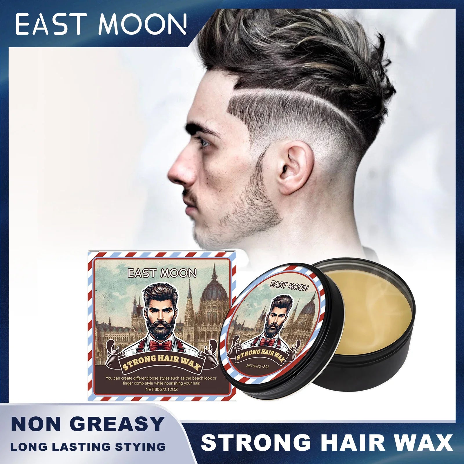 East Moon Strong Hair Wax Long Lasting Stying Non Greasy Soften Smoothing Edge Control Barbershop Tools Unisex Hairdressing Care