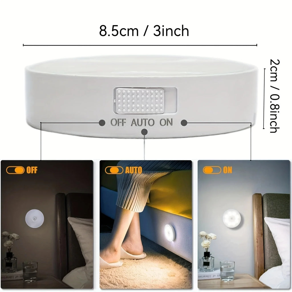 PIR Motion Sensor Night Light,Rechargeable LED Wall Lamp,Indoor Corridor Bedroom Stairs Closet,Warm White Lighting,Night Light