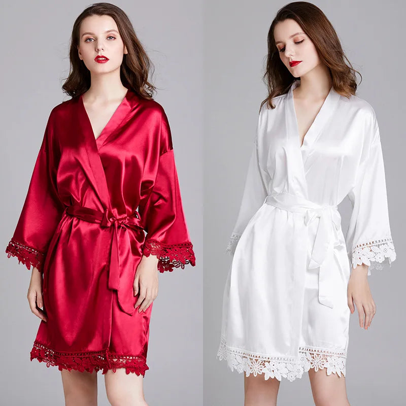 Romantic Christmas Gifts Women's Long - Sleeve Plus - Size Silk Ice Silk Homewear Dressing Gown & Bathrobe,  Morning Robes