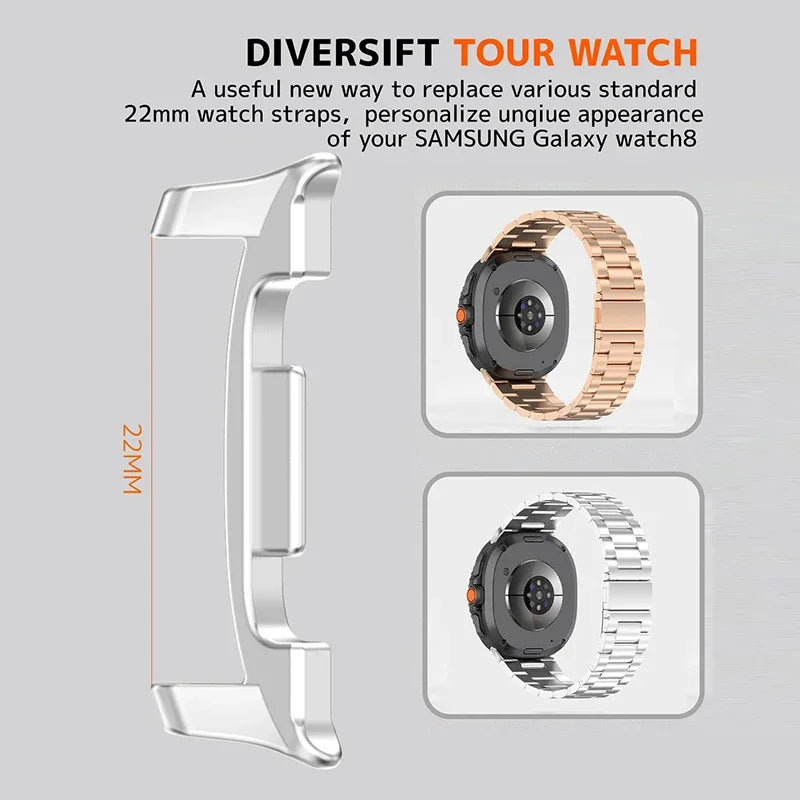 22mm WatchBand Connector for samsung Watch 8/8 classic 44mm 40mm Metal Stainless Steel Watch Strap Adapter Smart Accessories