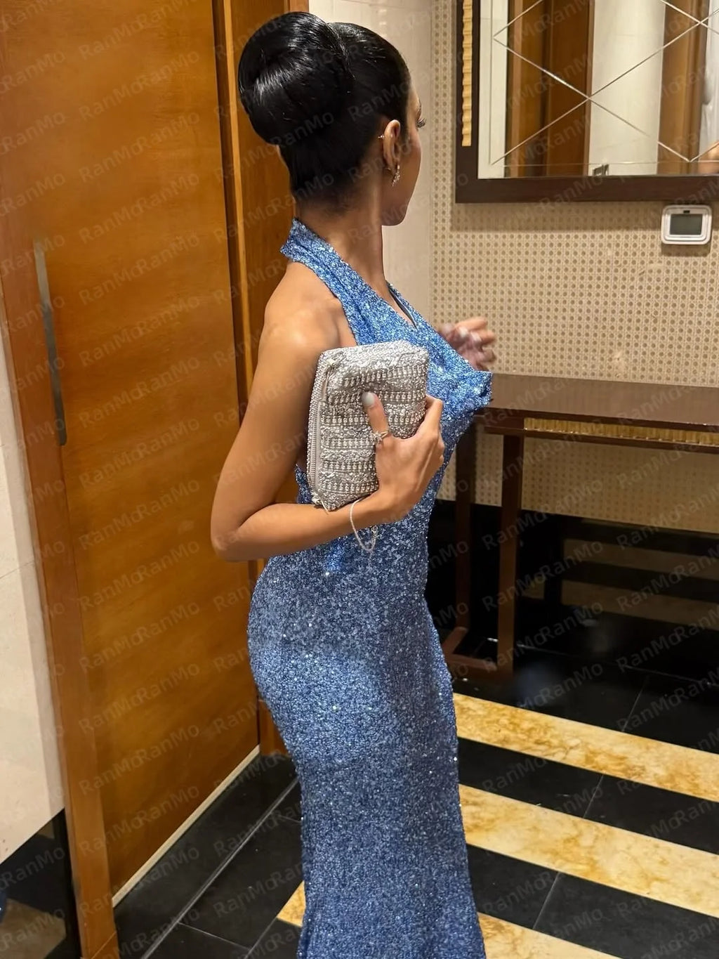 Ranmo Exquisite Mermaid Trumpet Halter Evening Dress 2026 Sequined Sleeveless Customized New Evening Party  Dress Sweep Train