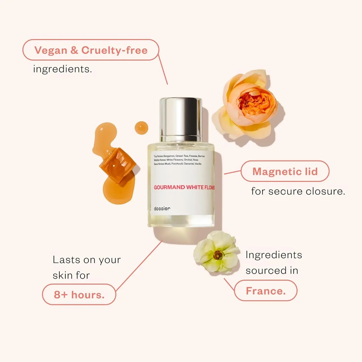 Dossier Gourmand White Flowers - An Opulent Floral Gourmand, Velvety White Bouquet with Vegan Formulation