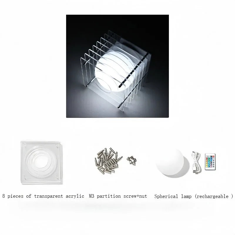 DIY Acrylic Thousand Layer Lamp Moon Lamp Desktop Decoration Suspended Atmosphere Light Room Props Home Decor Night Light Gifts