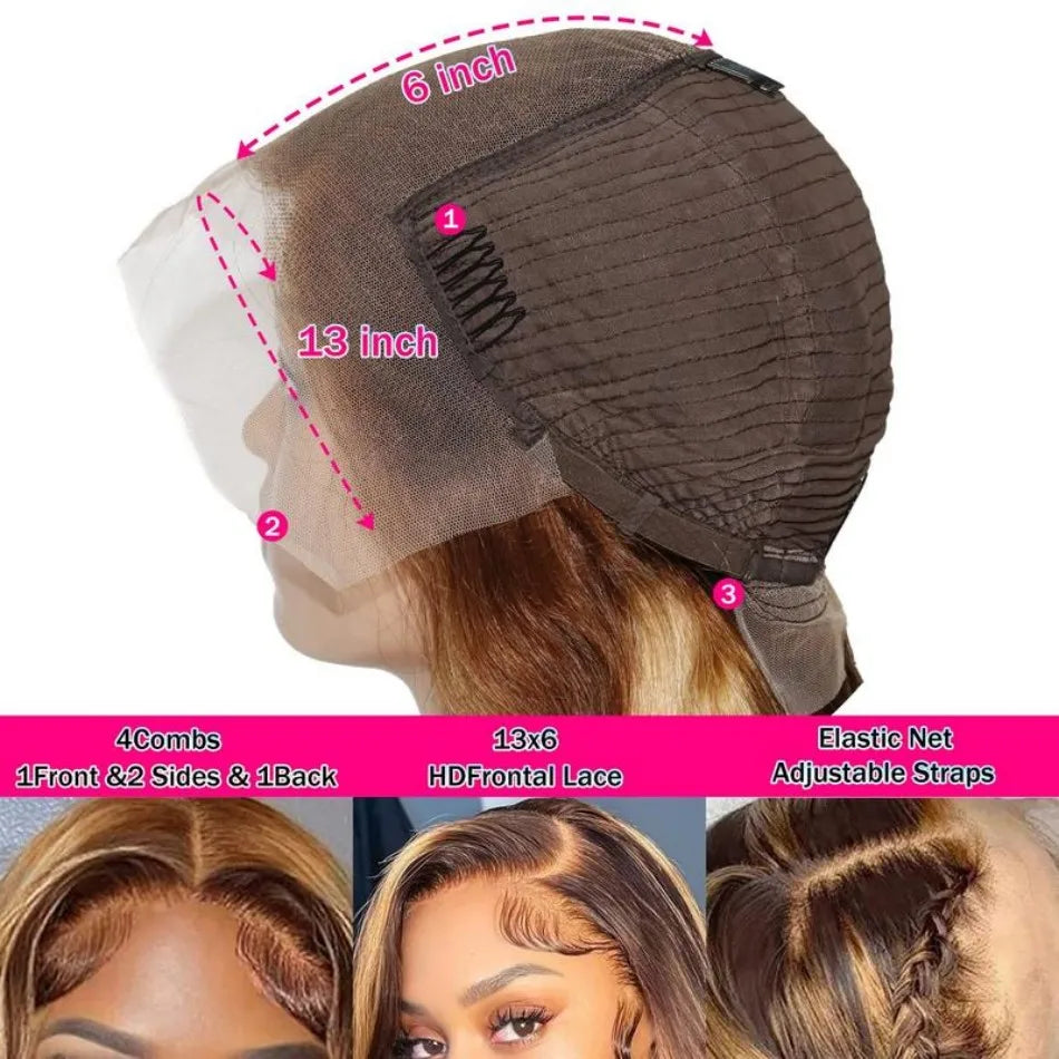 427 Highlight Ombre Wig Human Hair 13X6 Hd Lace Frontal Wigs Honey Blonde 360 Full Lace Wig Deep Wave Human Hair Wigs 30 32 Inch