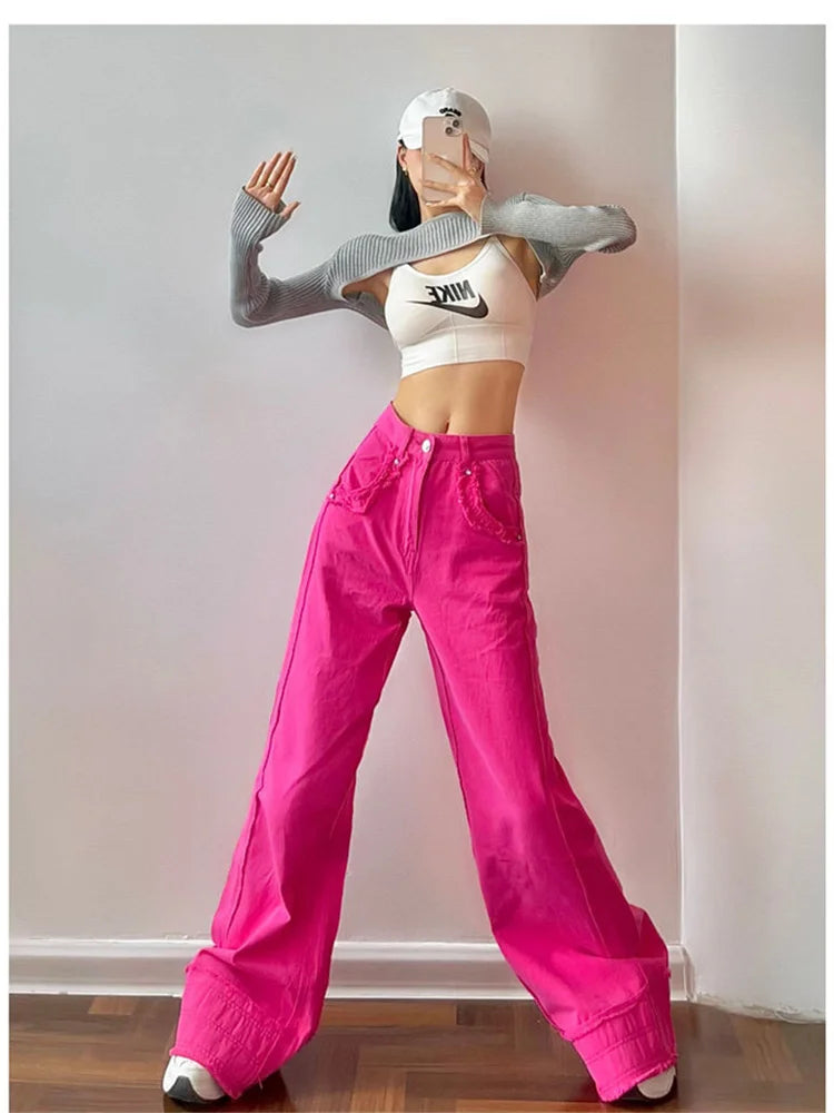 Woman Jeans High Waist Wide Leg Denim Streetwear Vintage Quality 2022 Straight Pants high street female  wide-legged jeans