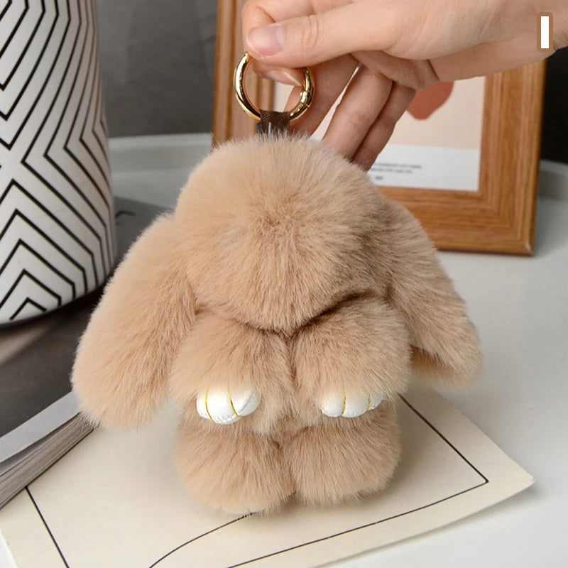 15cm Women's Rabbit Fur Keychain Bag Car Pendant Jewelry Decoration Fashionable Accessory for Bags And Gifts