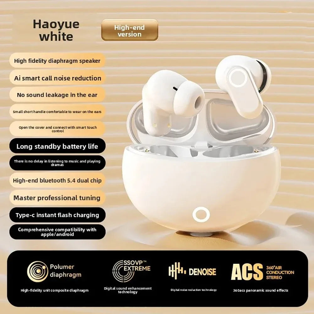 New In Ear Wireless Earphones Bluetooth 5.4 Headphones HiFi Stereo Sound Built-in Mic ENC Noise Reduction Headphone for iPhone