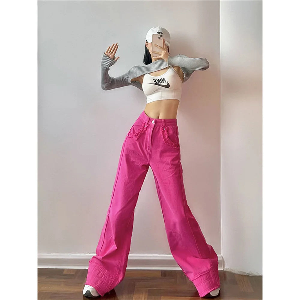 Woman Jeans High Waist Wide Leg Denim Streetwear Vintage Quality 2022 Straight Pants high street female  wide-legged jeans