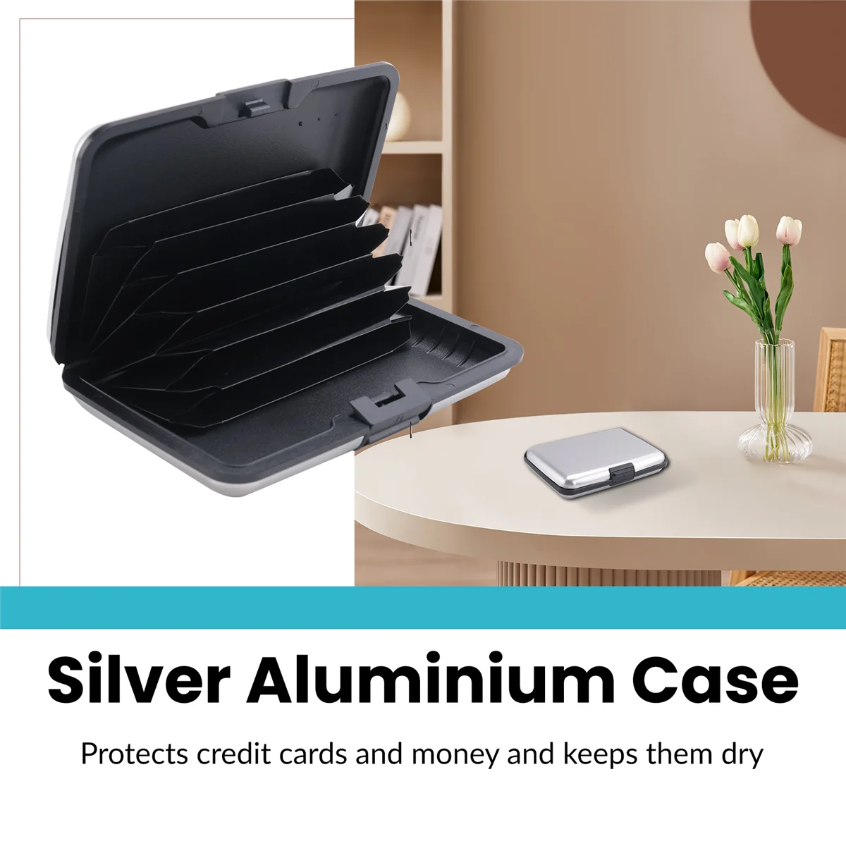 ABQR Aluminium Case Credit Card Holder Metal Wallet, One Size in Silver