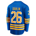 Hockey Jersey - Blue with Yellow/White Accents "Dahlin 26" Captain "C" Buffalo Bison Logo Athletic Jersey 3d HD Prints