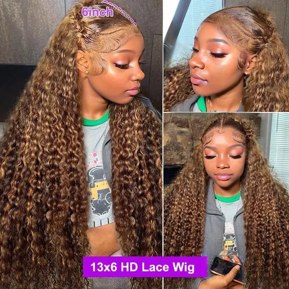 427 Highlight Ombre Wig Human Hair 13X6 Hd Lace Frontal Wigs Honey Blonde 360 Full Lace Wig Deep Wave Human Hair Wigs 30 32 Inch